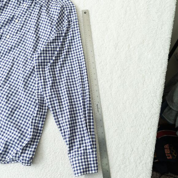 Eton Classic Blue and White Gingham Button Down Classic Fit Shirt Men's Sz 46 - Picture 9 of 16